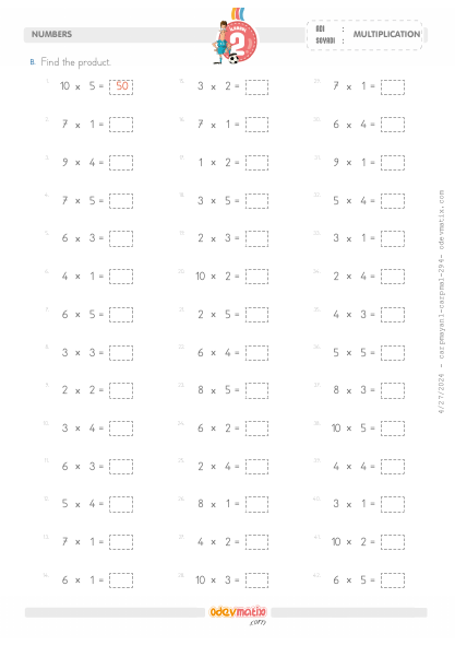 2.Grade Multiplication Table