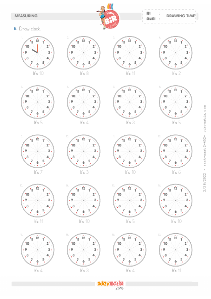 1.Grade Drawing Clocks 60 Minutes Step