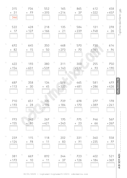 3.Sınıf 3x3 ve 3x2 Toplama İşlemi