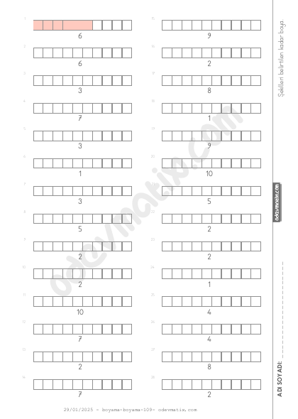 1.Sınıf Sayı Kadarını Boyama (10'a kadar)