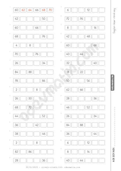 2.Sınıf İkişer İleri Ritmik Sayma