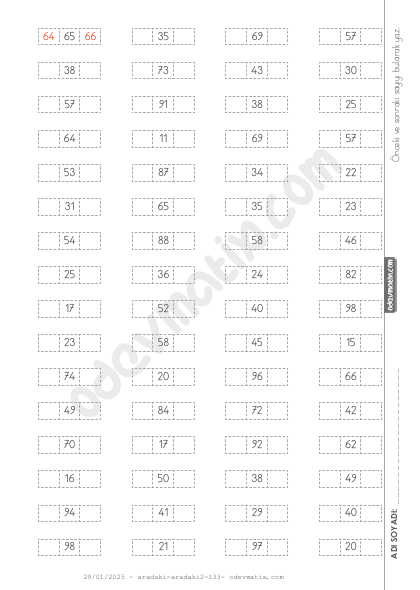 1.Sınıf Önceki ve Sonraki Sayıyı Bulma