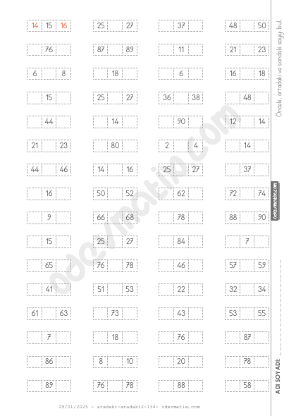 1.Sınıf Önceki, Aradaki Ve Sondakini Bulma