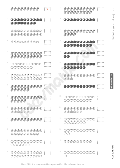 1.Sınıf Şekillerle Sayma (20'ye Kadar )