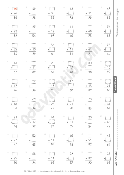 2.Sınıf Ekleneni ve Toplananı Bulma