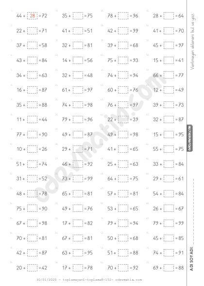 2.Sınıf Yan Yana Ekleneni Bulma