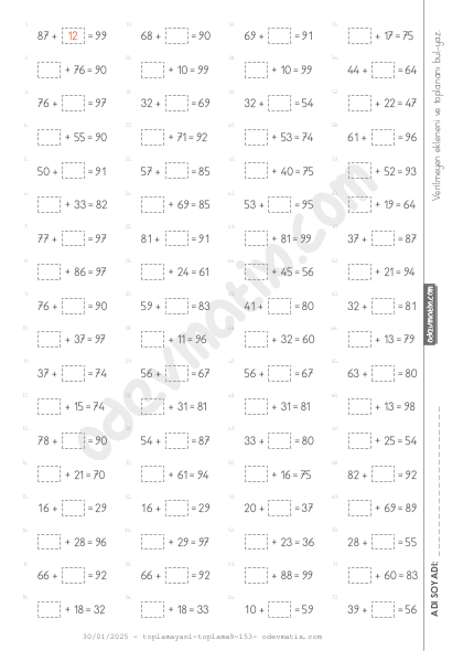 2.Sınıf Yan Yana Ekleneni ve Toplananı Bulma