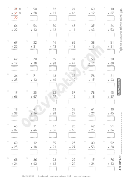 2.Sınıf Toplamı Tahmin Etme