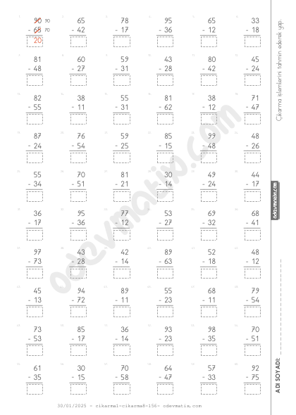 2.Sınıf Çıkarma Sonucunu Tahmin Etme