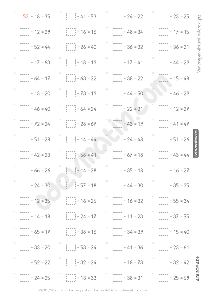 2.Sınıf Yan Yana Eksileni Bulma