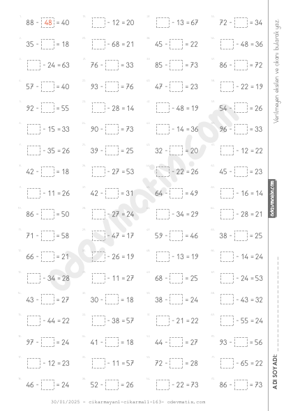 2.Sınıf Yan Yana Eksileni ve Çıkanı Bulma