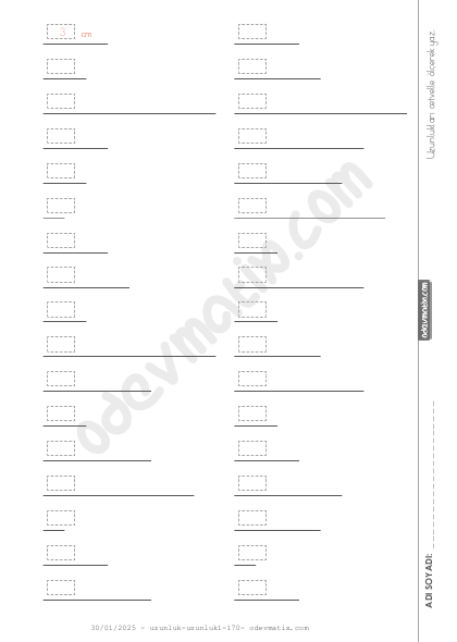 2.Sınıf Uzunlukları Cetvelle Ölçme