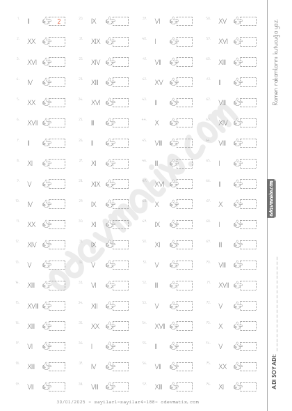 3.Sınıf Romen Rakamı Okuma