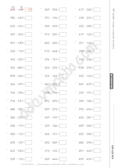 3.Sınıf Yan Yana Farkı Tahmin Etme