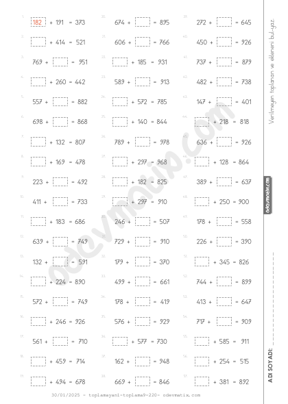3.Sınıf Yan Yana Toplananı ve Ekleneni Bulma