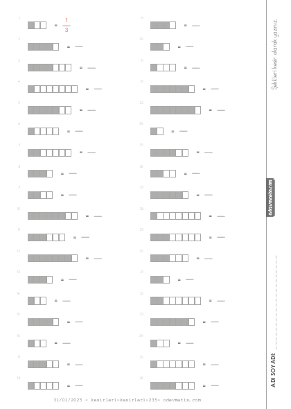 3.Sınıf Kesir Belirleme