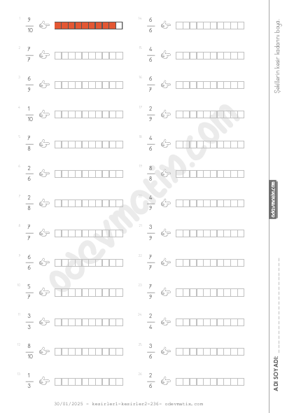 3.Sınıf Kesir Kadarını Boyama