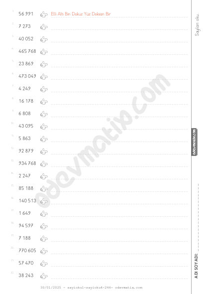 4.Sınıf Sayı Okuma