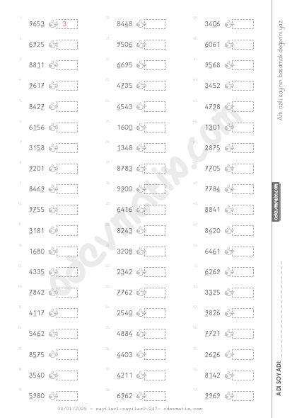 4.Sınıf 4 Basamaklı Sayıların Basamak Değerini Bulma