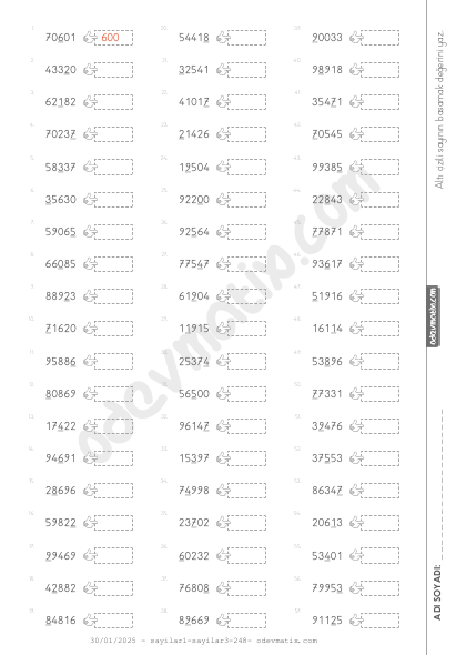 4.Sınıf 5 Basamaklı Sayıların Basamak Değerini Bulma