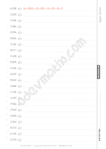 4.Sınıf 4 Basamaklı Sayıları Çözümleme