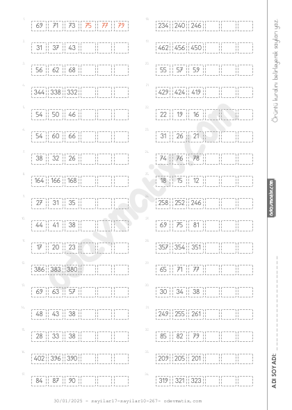 4.Sınıf Sayı Örüntüleri