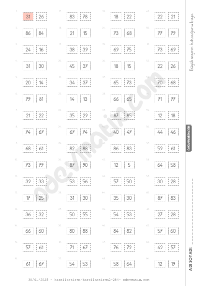 2.Sınıf Yakın Sayılı Sayı Karşılaştırma