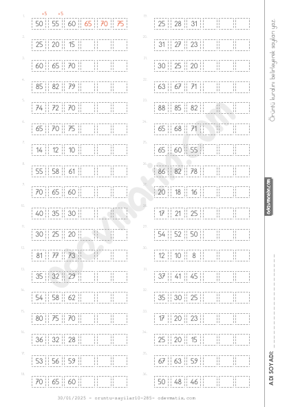 2.Sınıf Sayı Örüntüleri