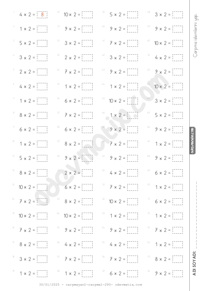 2.Sınıf 2 ile Çarpma İşlemi