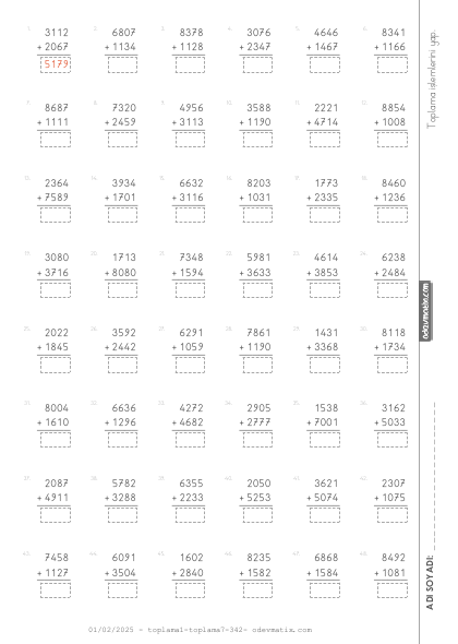 4.Sınıf Toplama İşlemi