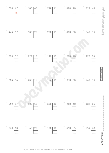 4.Sınıf Kalansız Bölme
