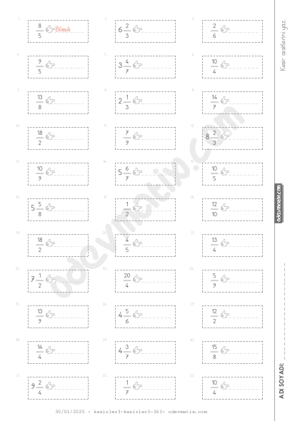 4.Sınıf Kesir Çeşitleri