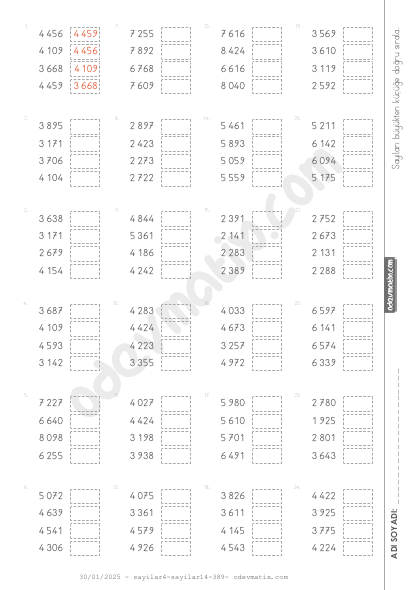 4.Sınıf 4 Basamaklı Yakın Sayıları Sıralama
