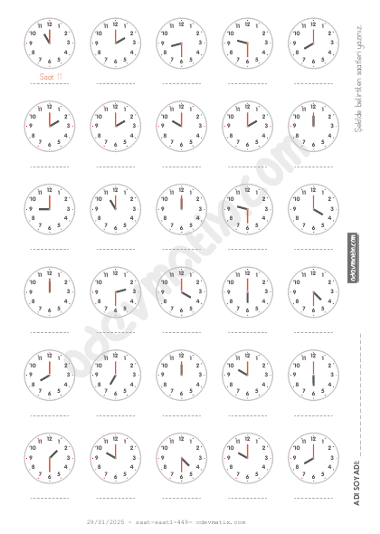 1.Sınıf Saat Okuma