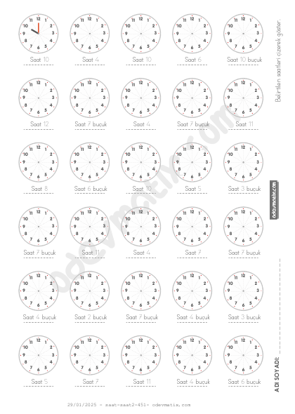 1.Sınıf Saat Çizme