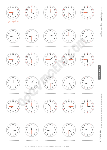 2.Sınıf Saat Okuma