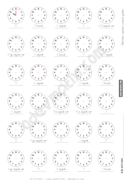 2.Sınıf Saat Çizme