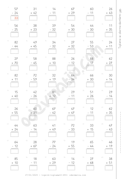 2.Sınıf Karışık Toplama ve Çıkarma İşlemi