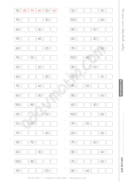 2.Sınıf Onar Geri Ritmik Sayma