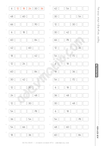 3.Sınıf Altışar İleri  Ritmik Sayma