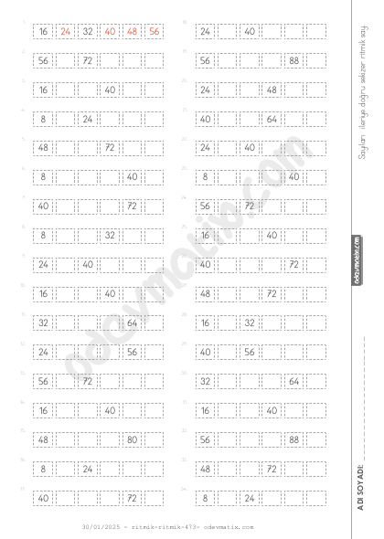 3.Sınıf Sekizer İleri Ritmik Sayma