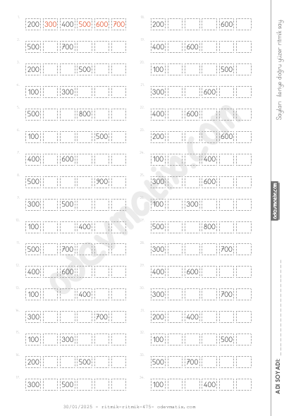 3.Sınıf Yüzer İleri Ritmik Sayma