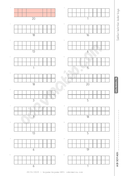 1.Sınıf 20'ye Kadar Sayı Kadarını Boyama
