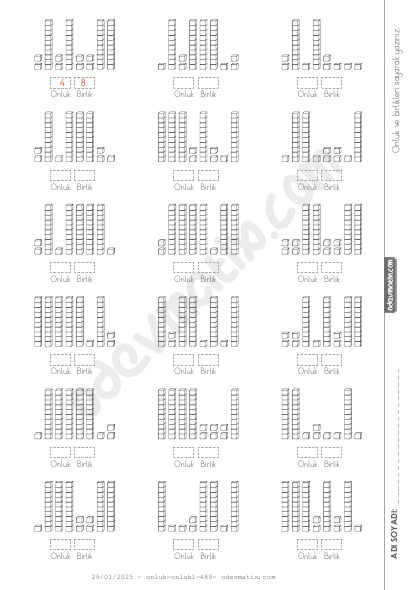2.Sınıf Onluk ve Birliklerine Ayırma