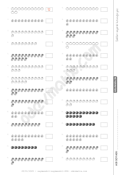 1.Sınıf 15'e Kadar Şekillerle Sayma