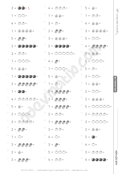 1.Sınıf Sekillerle Toplama İşlemi
