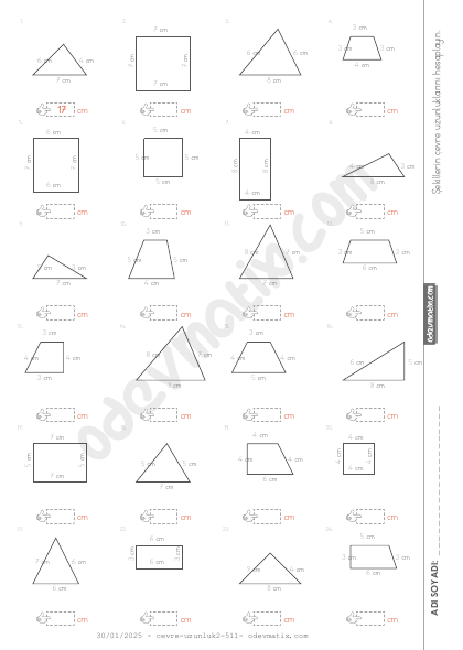 3.Sınıf Çevre Hesaplama