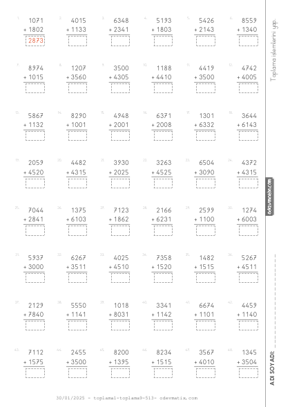 4.Sınıf Eldesiz Toplama İşlemi