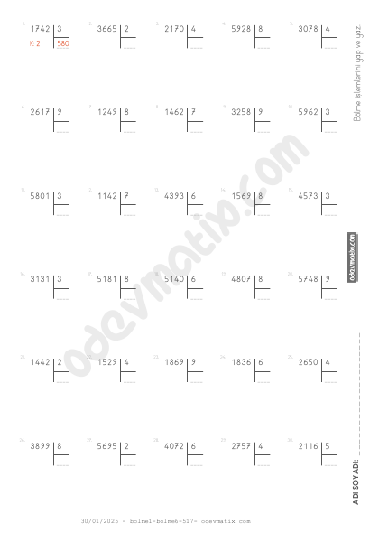 4.Sınıf 4 Basamaklı ile 1 Basamaklı Kalanlı Bölme