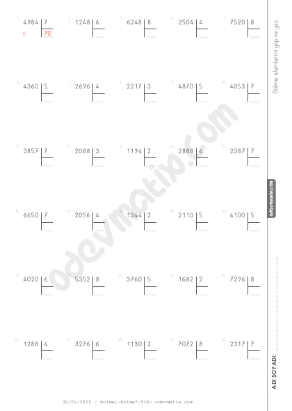 4.Sınıf 4 Basamaklı ile 1 Basamaklı Kalansız Bölme